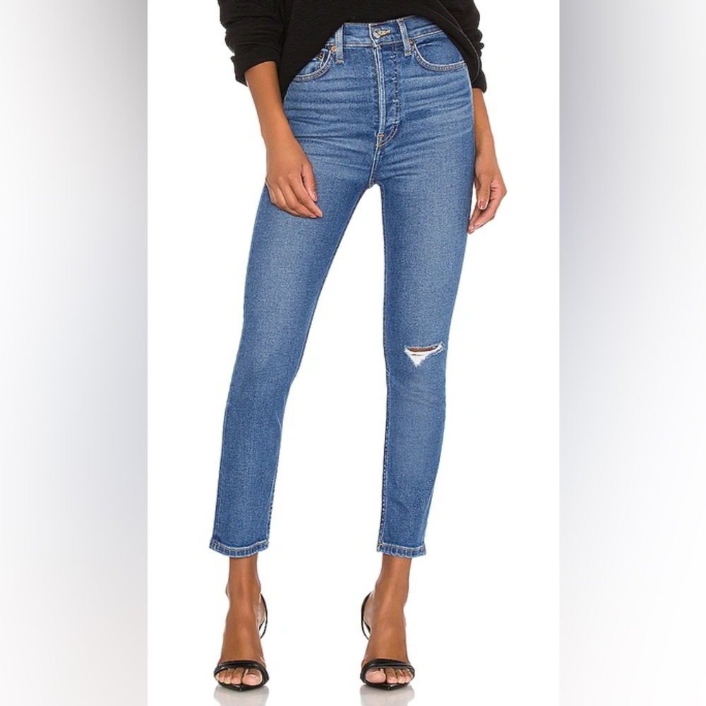 Re/done 90s‎ Ultra High-Rise Ankle Crop Skinny Jeans Sz 25 Minimalist Clean Girl